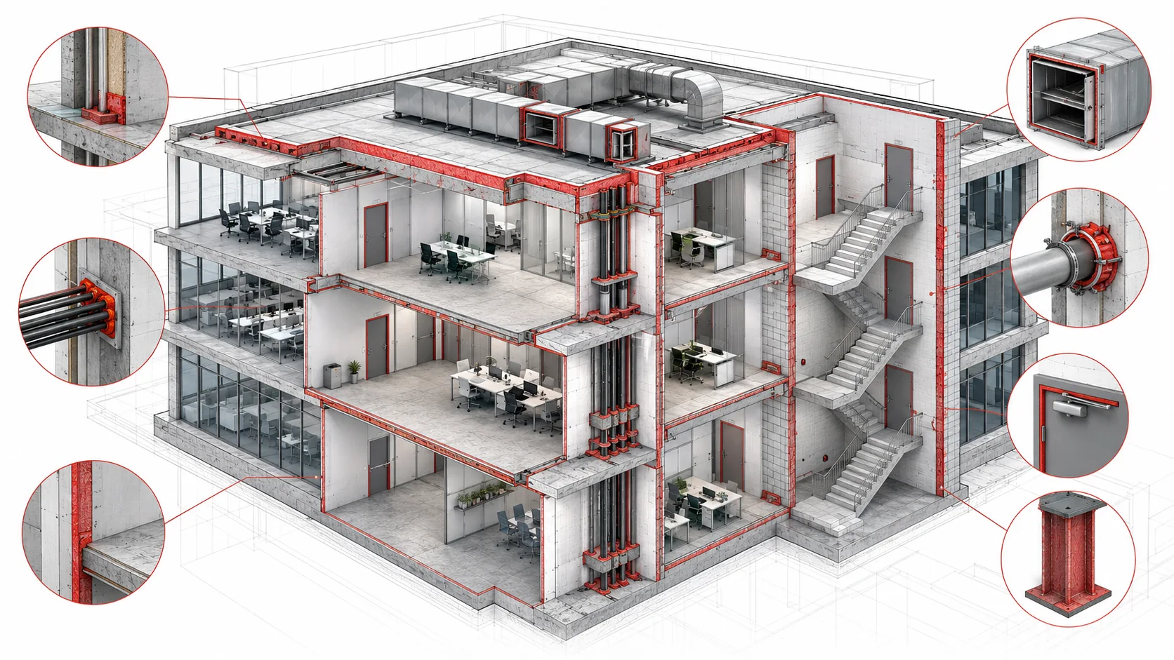 Automatic Wall Fire Protection Placement